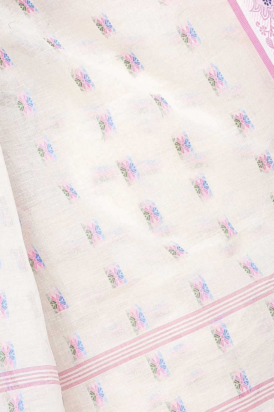 Pink Pure Cotton Alkari Tant Saree (178)